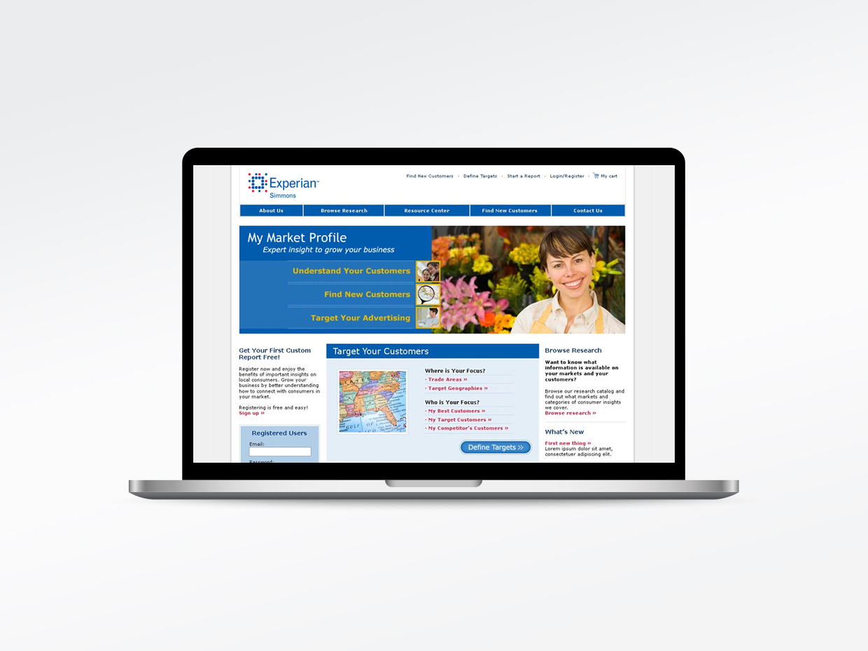 Experian Simmons My Market Profile website